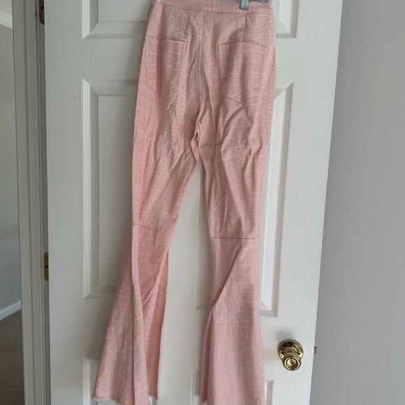 Light Pink Snakeskin Flare Jeans - Picture 3 of 3